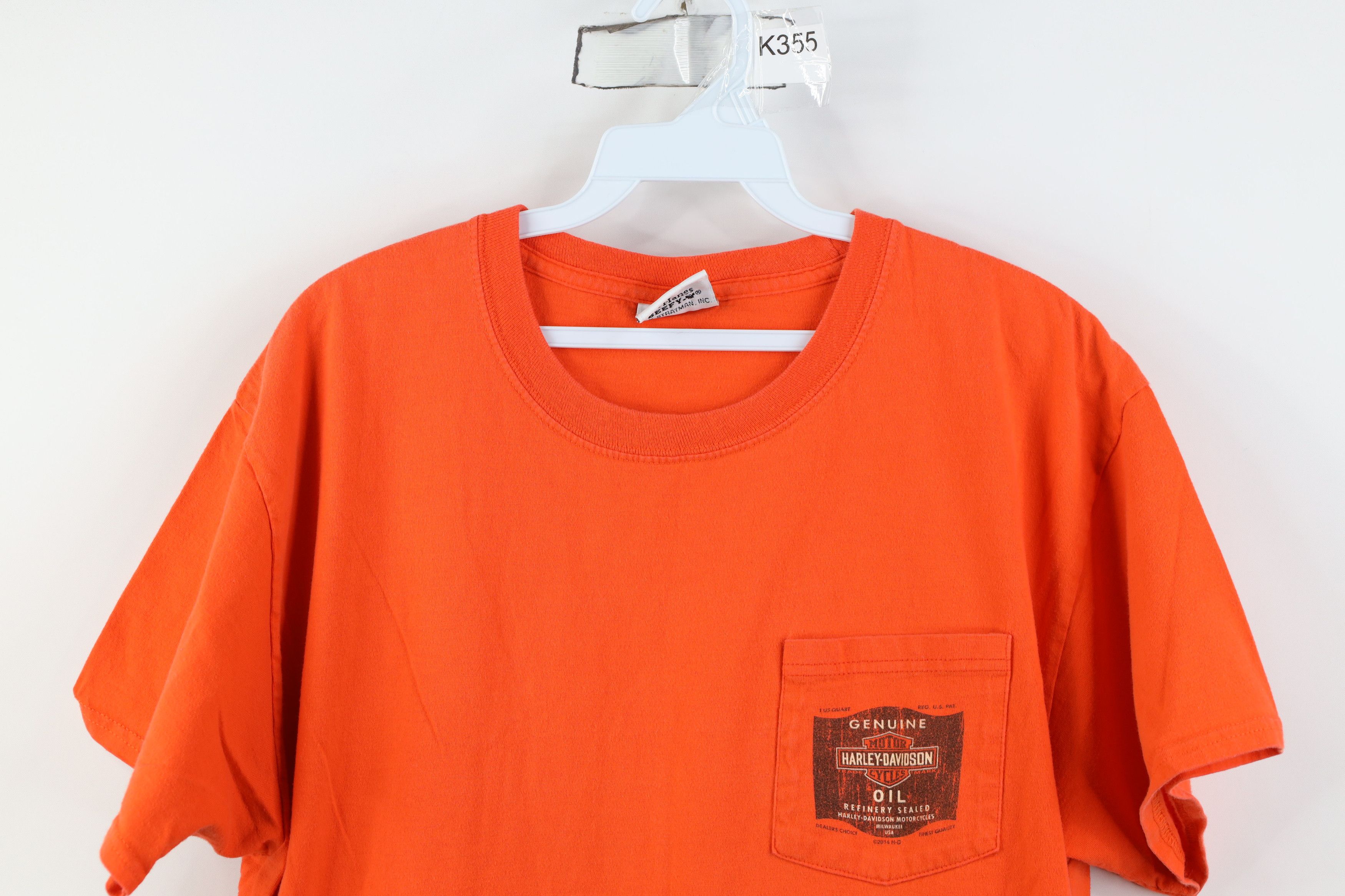 Harley Davidson Vintage Y2K Harley Davidson Oil Pocket T-Shirt Orange Cotton Size US M / EU 48-50 / 2 - 2 Thumbnail