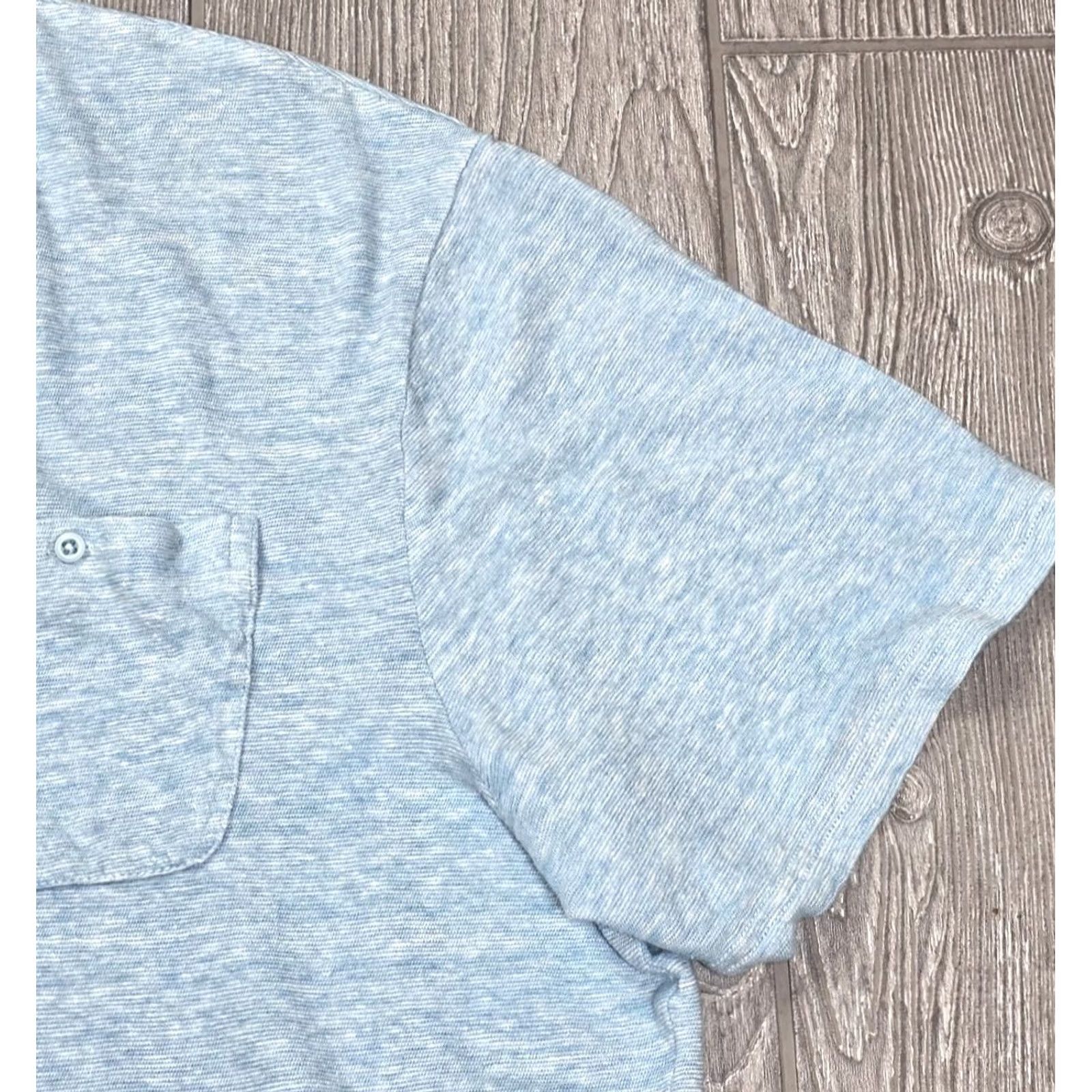 johnnie-O johnnie-O Polo Shirt Men Hangin' Out Linen Cotton Short Sleeve L Galapagos Green Striped Embroidered Logo Casual Activewear Golf Summer . Size US L / EU 52-54 / 3 - 4 Thumbnail