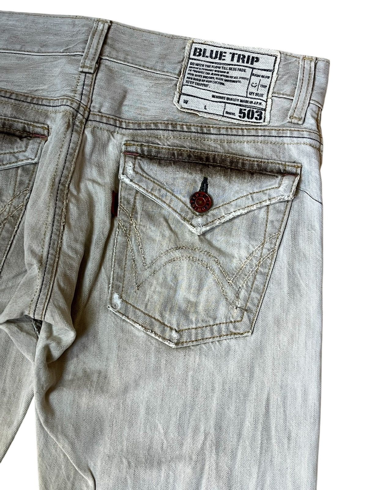 Edwin VINTAGE EDWIN 503 FLARED/BOOT CUT BLUE TRIP DISTRESSED JEANS Size US 34 / EU 50 - 5 Thumbnail