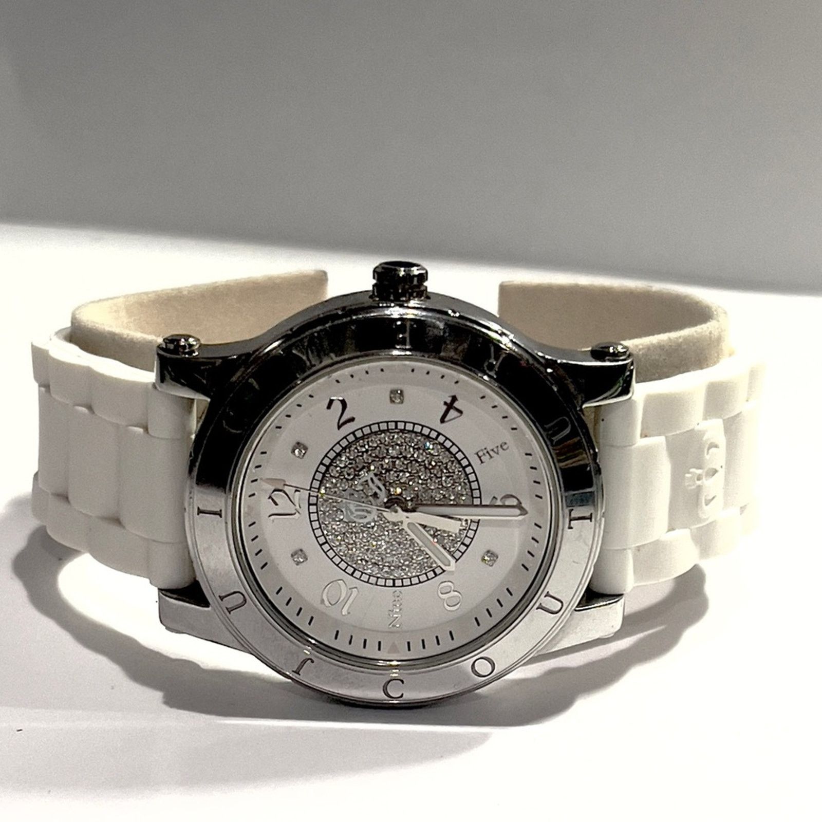 Juicy Couture JUICY COUTURE White Rubber Band Crystal Encrusted Dial Watch Size ONE SIZE - 2 Thumbnail