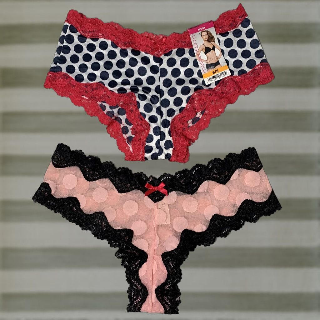 Vintage Victoria Secret & Maidenform Hipster Cheeky Panties S Pink & Black Womens Stretch Size 28" / US 6 / IT 42 - 1 Thumbnail
