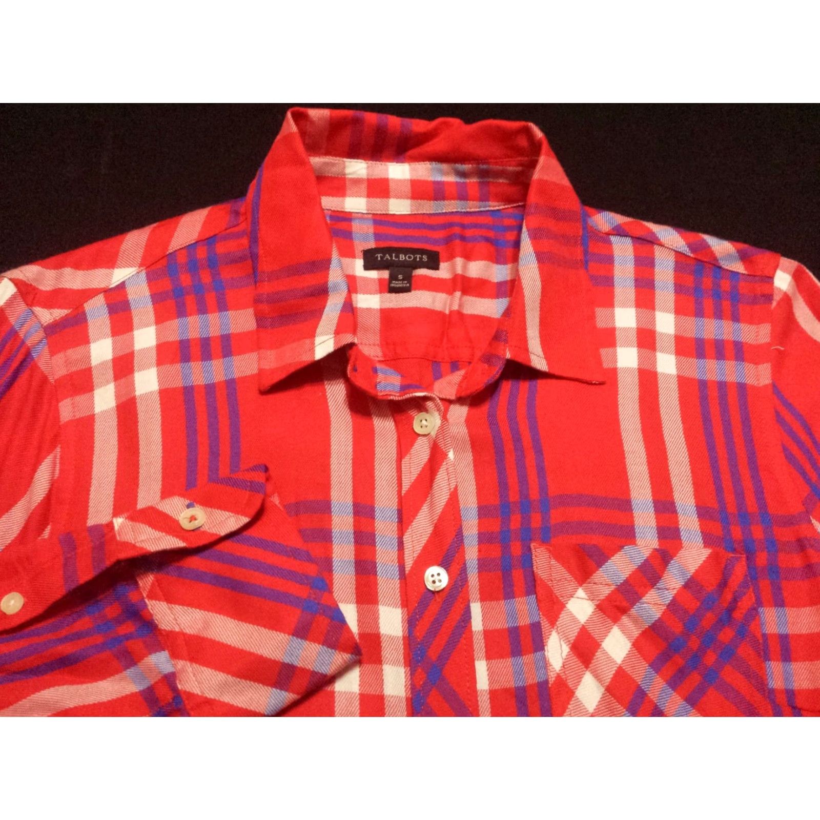 Talbots Talbots Shirt Womens Small Tunic Long Sleeve Button-Front Multicolor Plaid Check Size S / US 4 / IT 40 - 2 Thumbnail