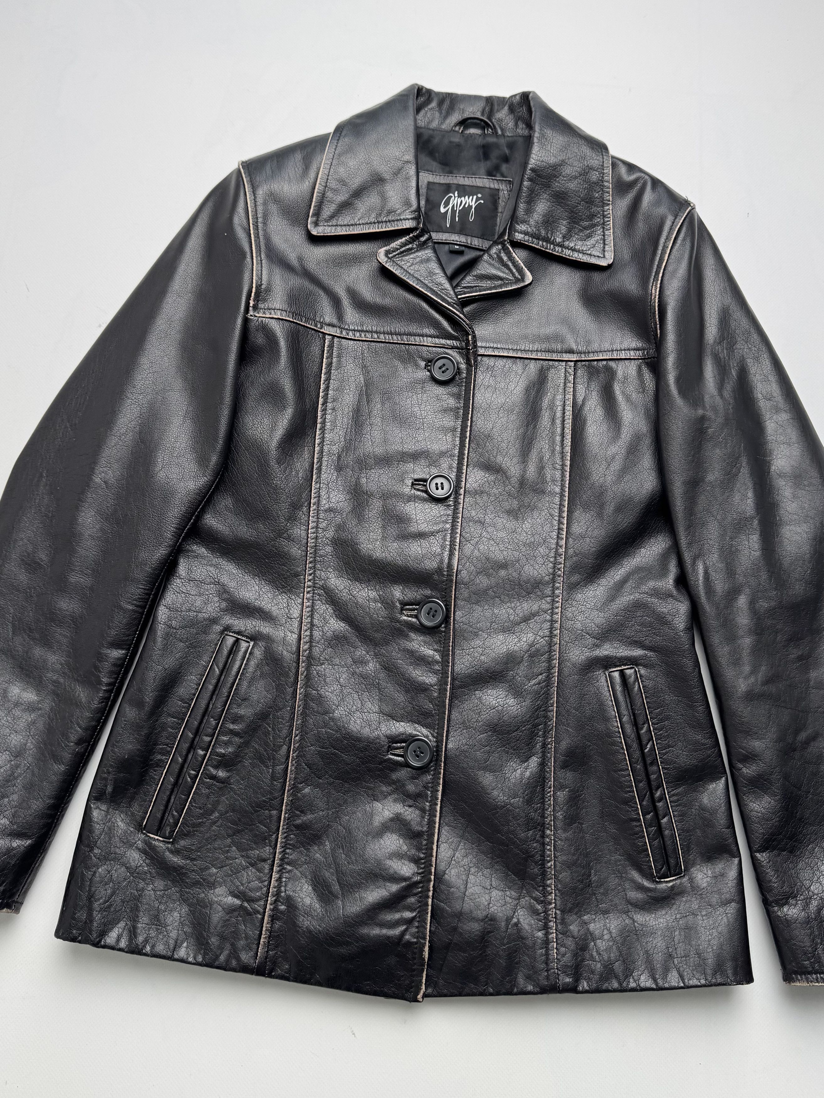 Vintage Vintage Leather Jacket Button Front Classic Casual Biker E2 Size M / US 6-8 / IT 42-44 - 2 Thumbnail