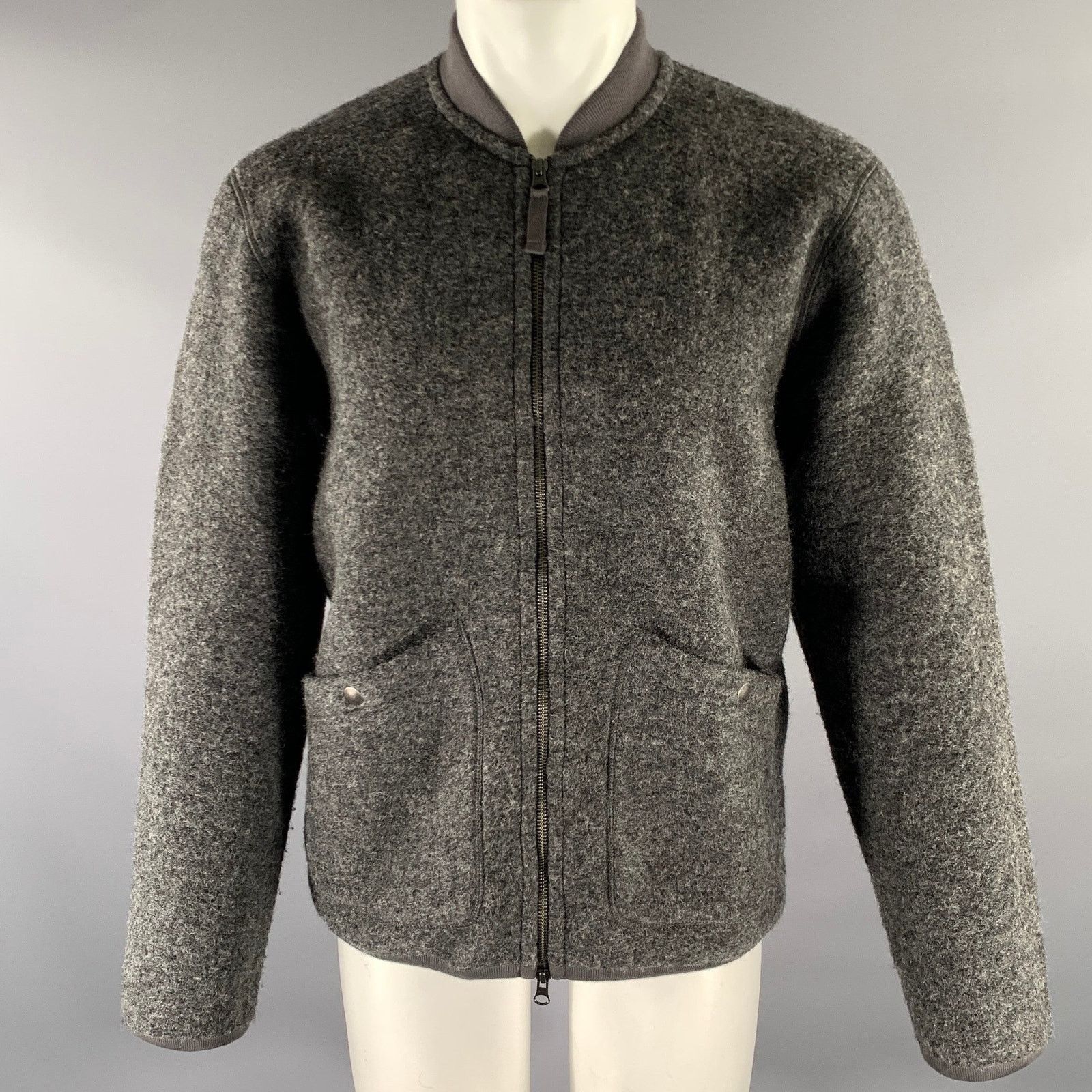 Hartford HARTFORD Size L Grey Textured Wool Blend Bomber Jacket Size US L / EU 52-54 / 3 - 1 Thumbnail