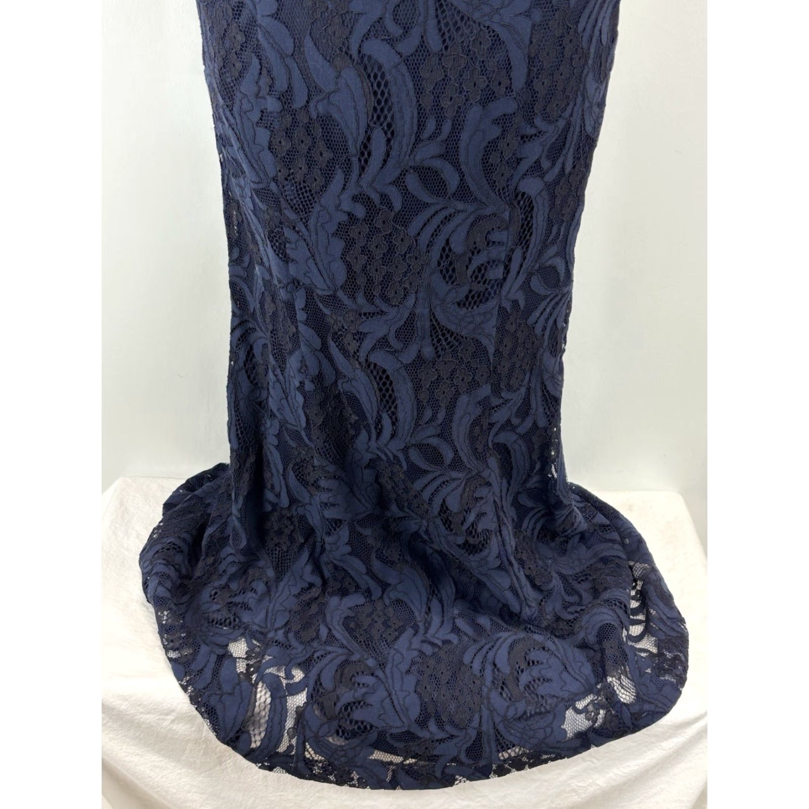 Ralph Lauren Lauren Ralph Lauren Long Dress Gown Sz 4 Navy Lace Overlay Peplum Waist Formal Maxi Womens Size S / US 4 / IT 40 - 7 Thumbnail