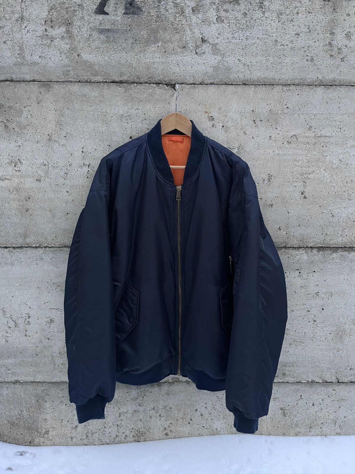 Alpha Industries 90s Korean Reversible Baggy Navy Bomber Winter Jacket Vtg Size US XL / EU 56 / 4 - 3 Thumbnail