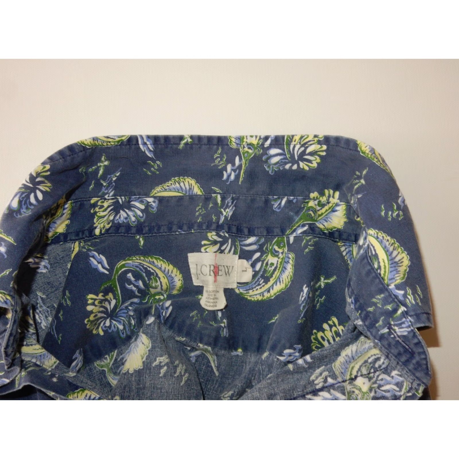 J.Crew VTG J.CREW Shirt Men Hawaiian Blue Cotton Short Sleeve L Marlins Sailfish Swordfish 90s Size US L / EU 52-54 / 3 - 4 Thumbnail