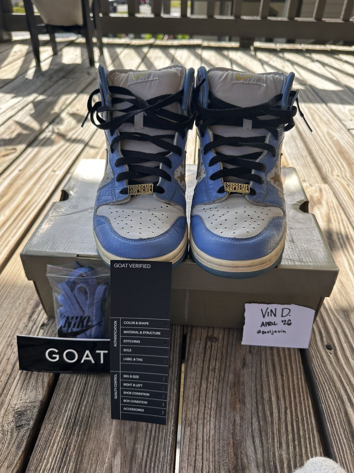 Nike × Supreme 2003 Dunk High SB “Blue Stars” Size 10.5 Size US 10.5 / EU 43-44 - 7 Thumbnail