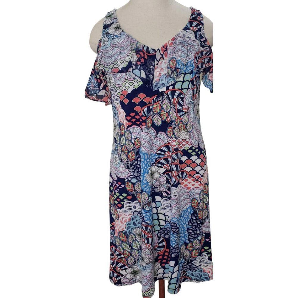 Designer CT521 Roz & Ali Floral Short Sleeve Straight Dress S Size S / US 4 / IT 40 - 1 Thumbnail