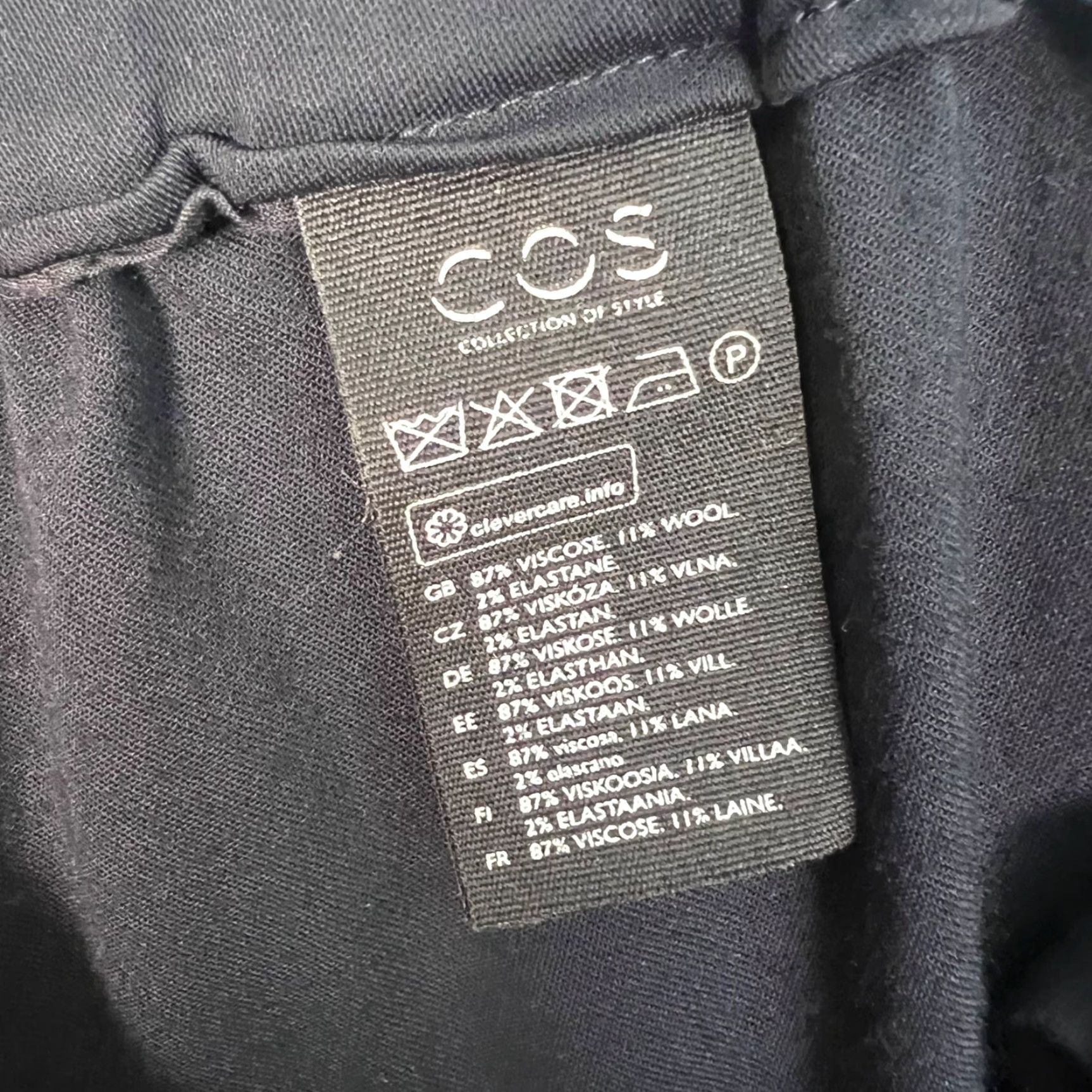 Cos COS Women's Pants Jogger Viscose Wool Black 34 EUR High Rise Tapered Inseam 25 in - Regular, Adult Womens, COS Brand, Black Jogger Pants Size 24" / US 00 / IT 34 - 4 Thumbnail