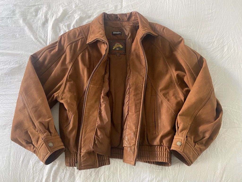 image of Adventure Bound Vintage Leather Jacket in Brown Tan, Men's (Size XL)