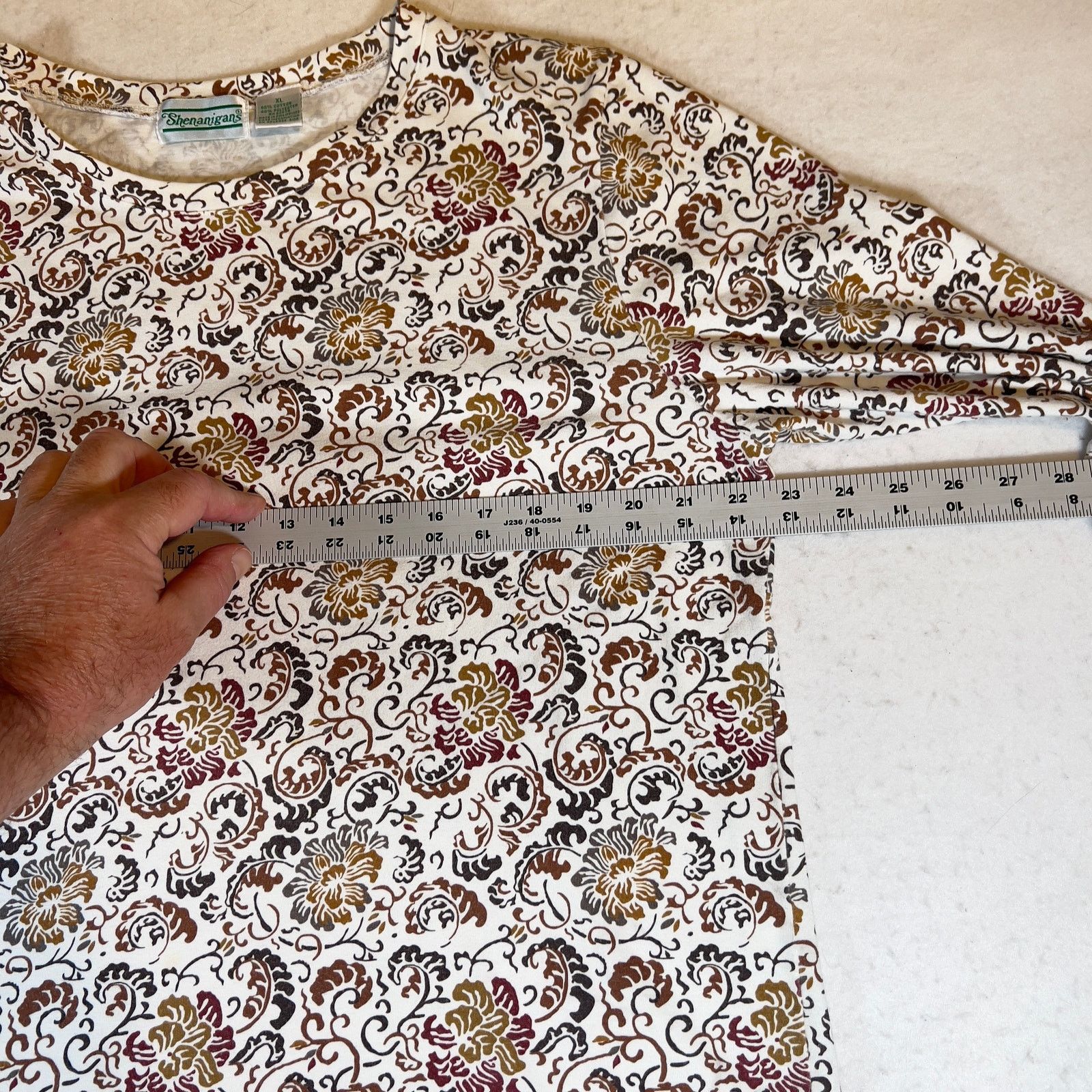 Other Shenanigans Shirt Woman's XL Floral Crew Neck 3/4 Sleeves Size XL / US 12-14 / IT 48-50 - 7 Thumbnail