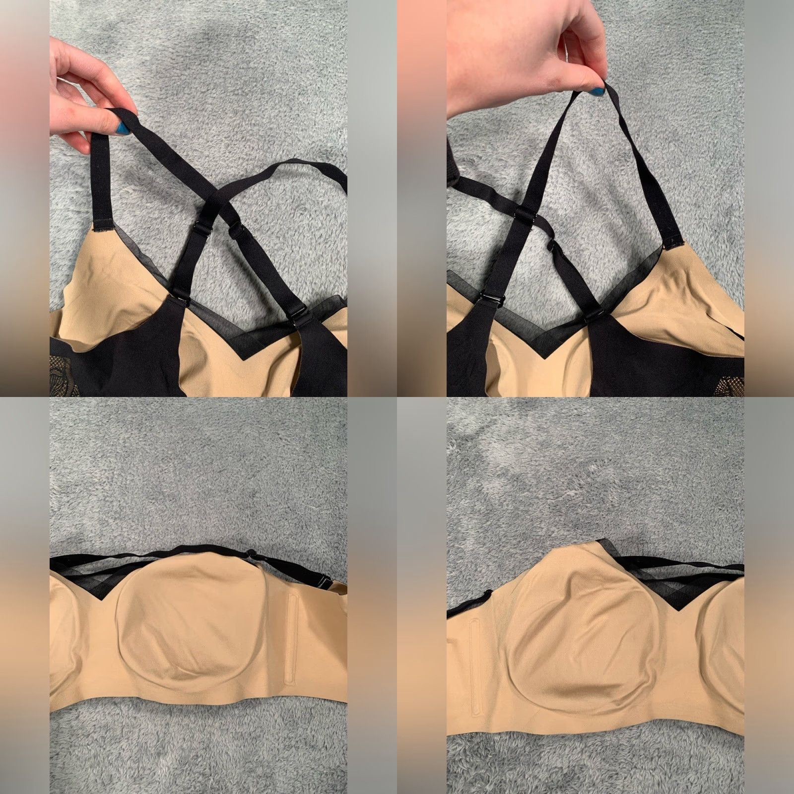 Vintage Honeylove crossover Black Lace Women's Bra Large Size ONE SIZE - 8 Thumbnail
