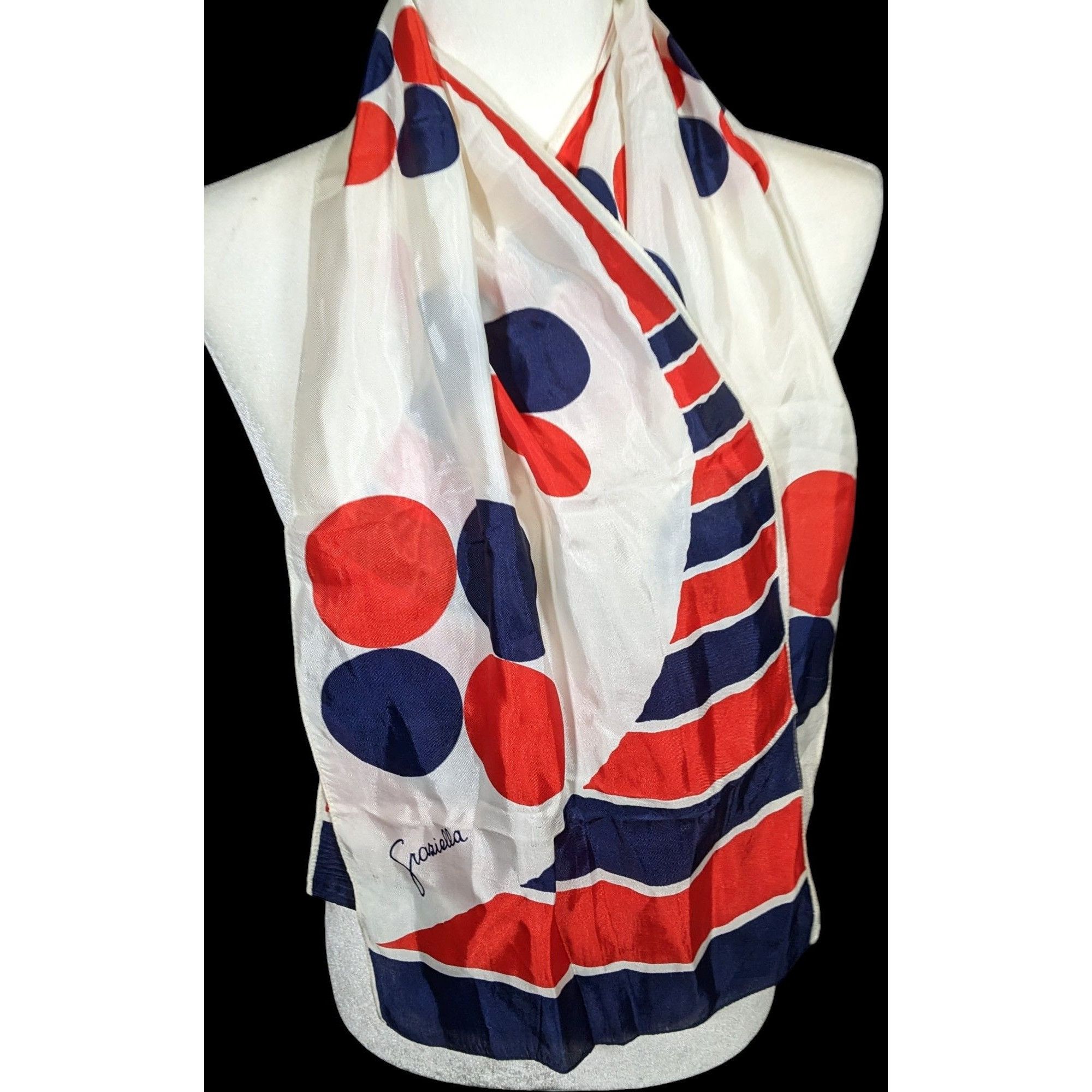 Other Vintage Graziella Red White And Blue Geometric Scarf Size ONE SIZE - 1 Thumbnail