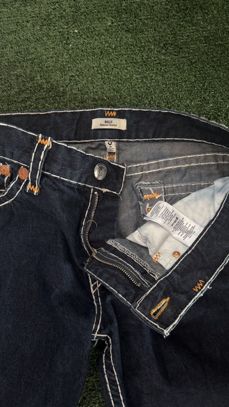 True Religion Navy and yellow true religion jeans Size US 36 / EU 52 - 3 Thumbnail