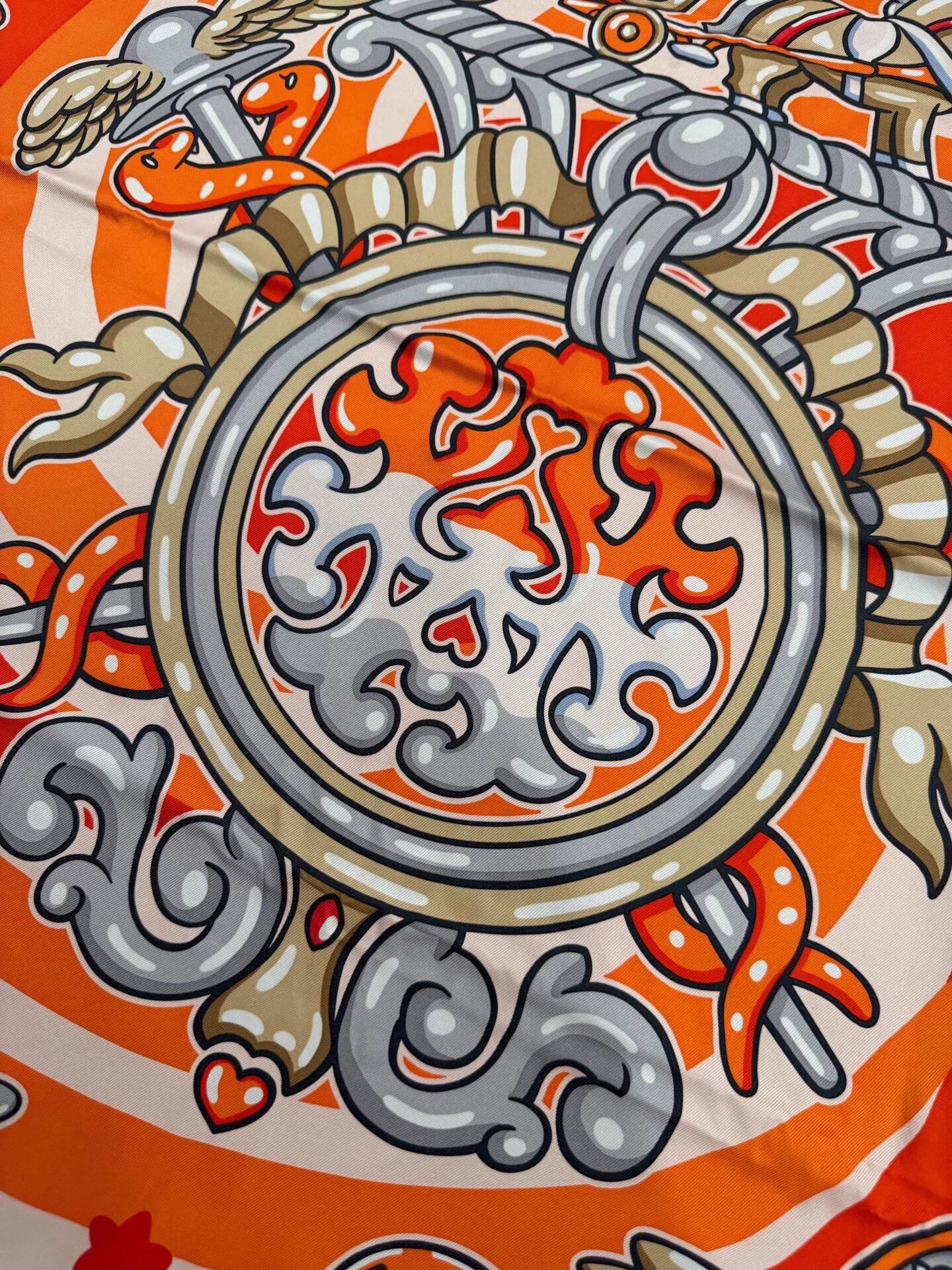 Hermes Hermes 70x70cm Silk Scarf Orange Pegasus Candy Stamp Size ONE SIZE - 6 Thumbnail