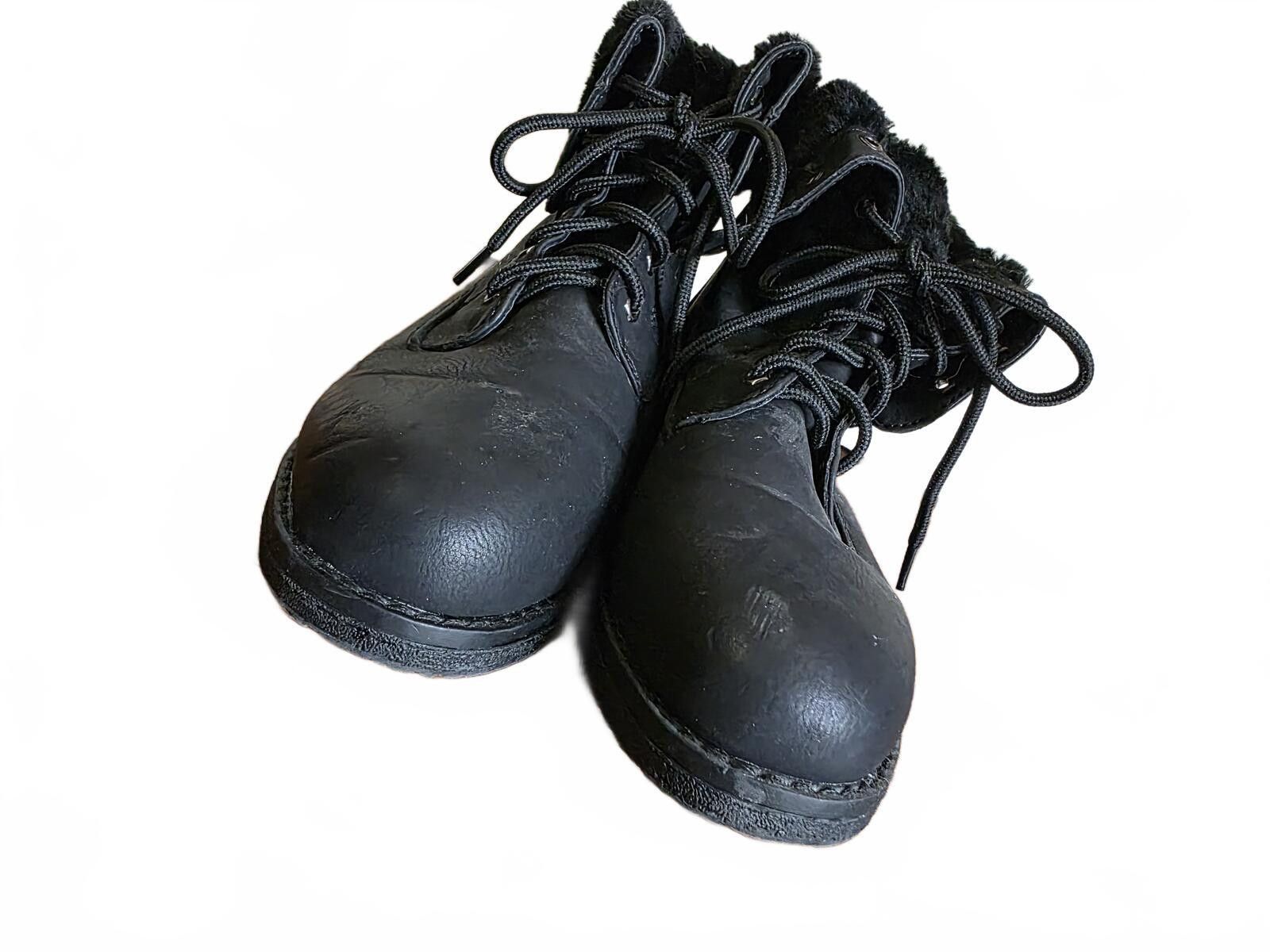 Unknown London Black Faux Fur Lace-Up Ankle Boots Womens Size 7 90s Grunge Size US 7 / IT 37 - 3 Thumbnail