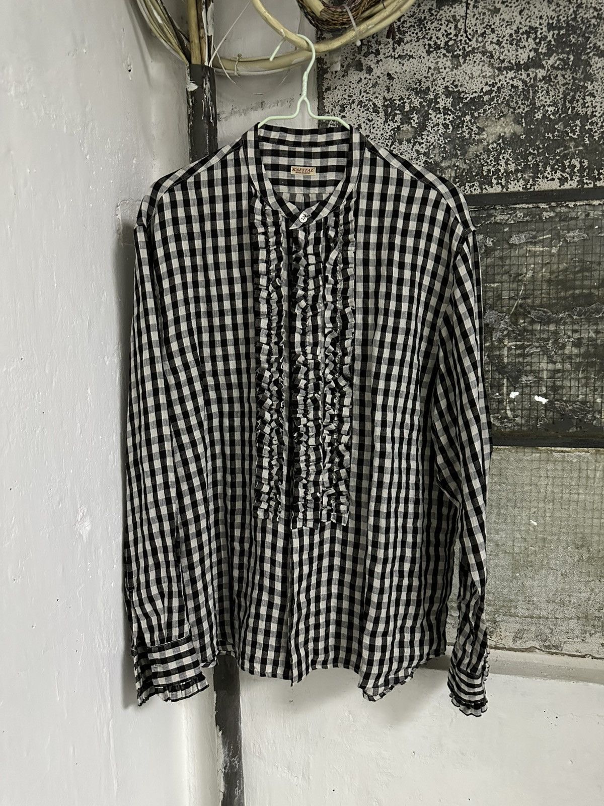 Kapital Kapital Twill Gingham Ruffled Prague Shirt linen Size US L / EU 52-54 / 3 - 1 Thumbnail