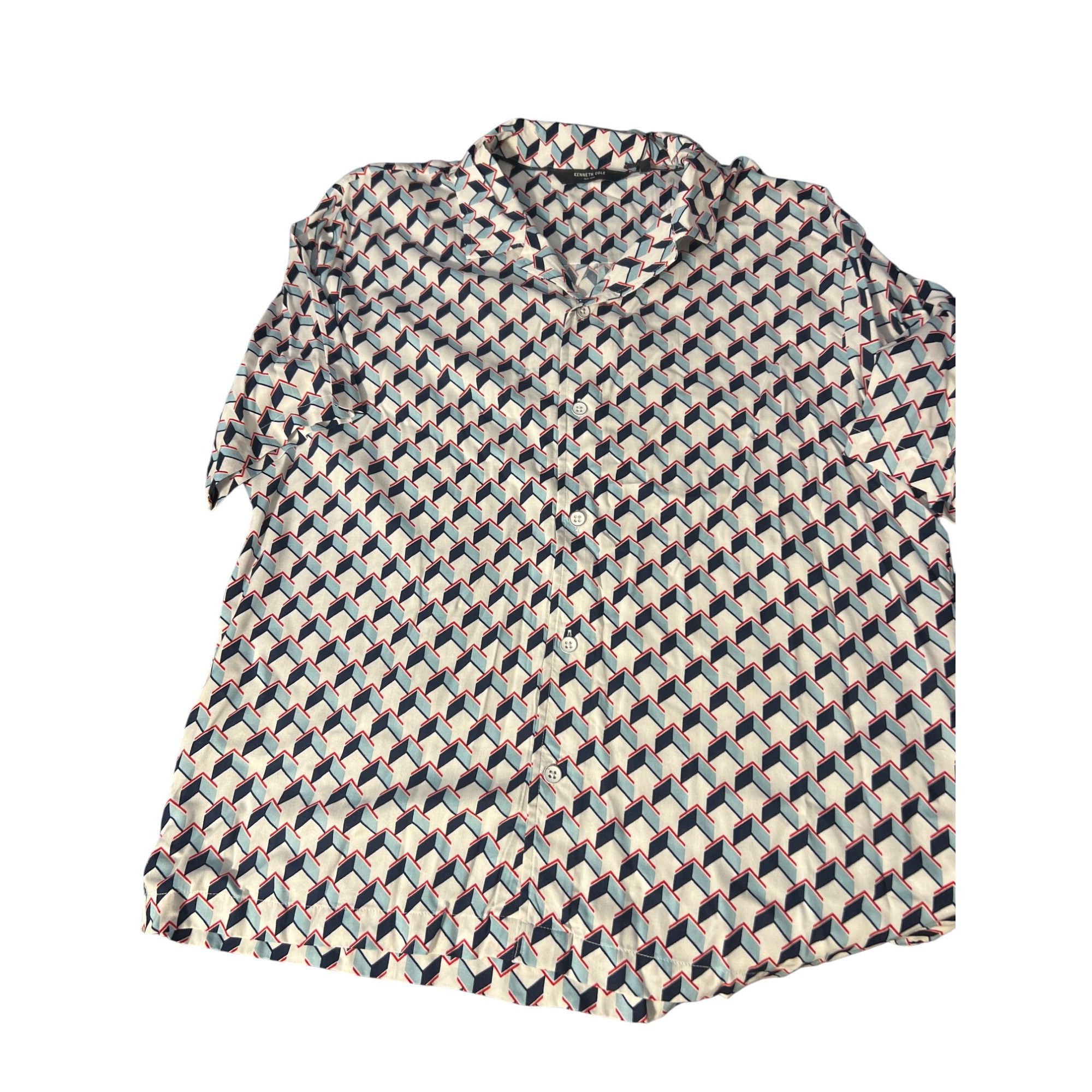 Kenneth Cole Kenneth Cole Techni-Cole Relaxed Printed Rayon Shirt Geometr Size US L / EU 52-54 / 3 - 1 Thumbnail
