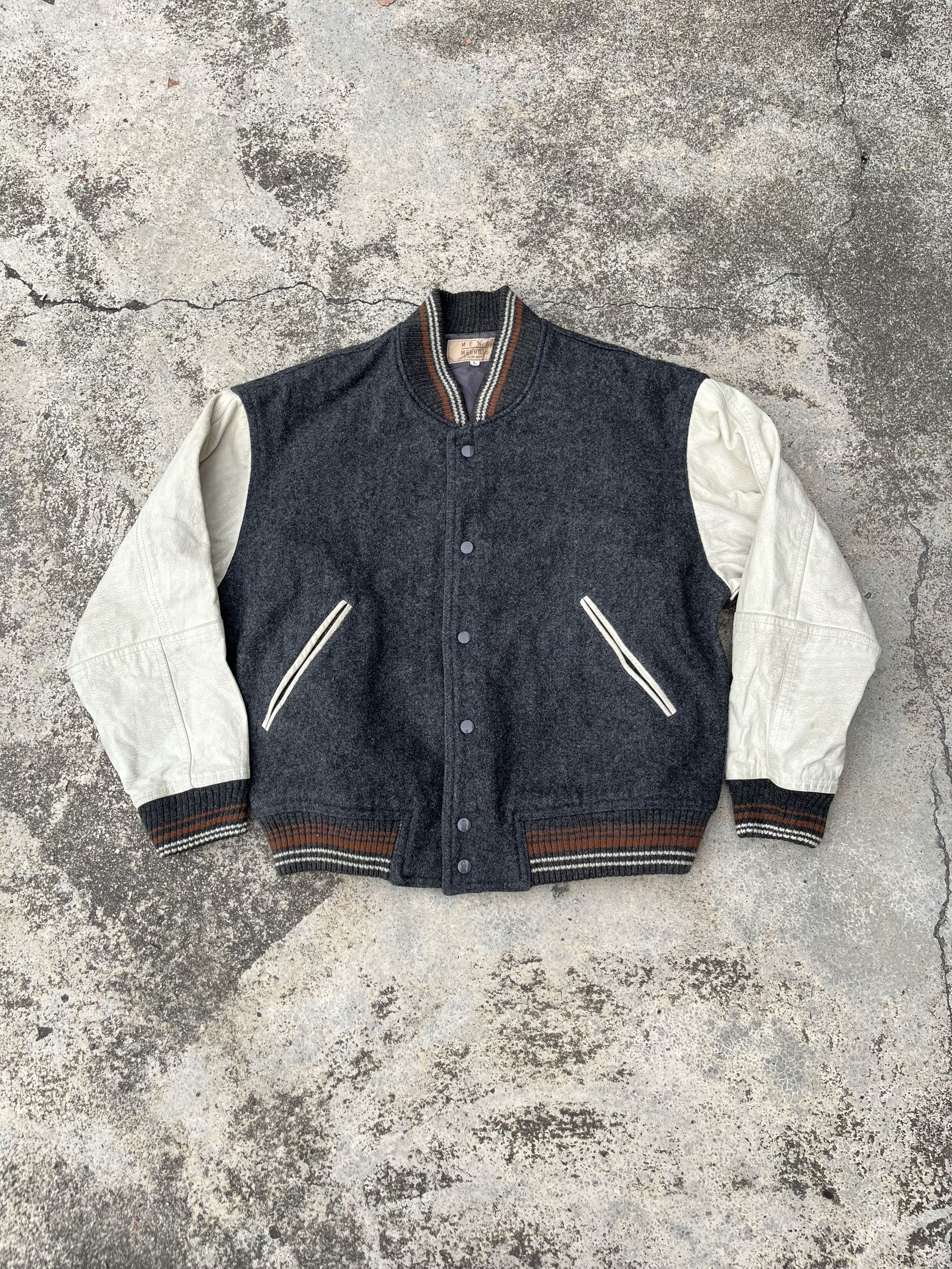 Vintage Men Melrose Leather Sleeve Varsity Jacket Size US L / EU 52-54 / 3 - 3 Thumbnail