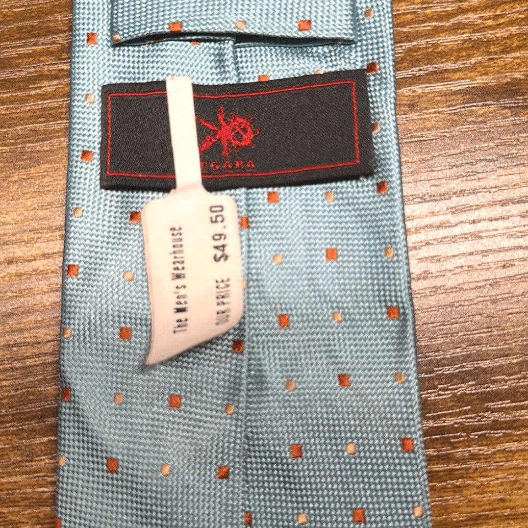 Egara EGARA Tie Men Blue Orange Dot 100% Silk Necktie NEW, One Size, 60" Length, 3" Width, Blue, Necktie, Mens, Silk Tie Size ONE SIZE - 4 Thumbnail
