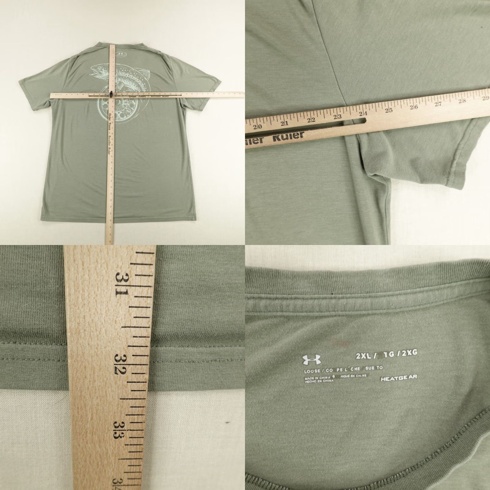 Under Armour VINTAGE Under Armour Performance T-Shirt Mens 2XL Green Fish Outdoor Sports Activewear Size US XXL / EU 58 / 5 - 8 Thumbnail