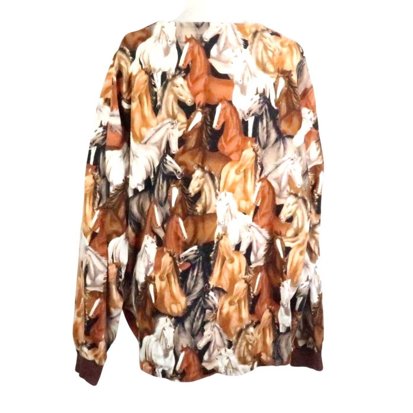 Vintage VINTAGE Brown Horse Print Flannel Pullover Long Sleeve Top XL Women Size XL / US 12-14 / IT 48-50 - 4 Thumbnail