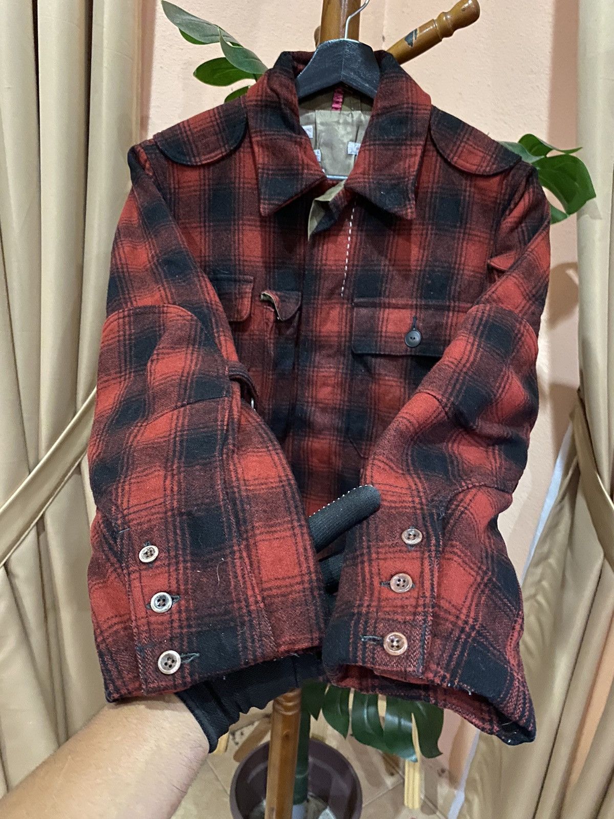 Paul Smith Red Ear Jacket with Red-Black Plaid Pattern