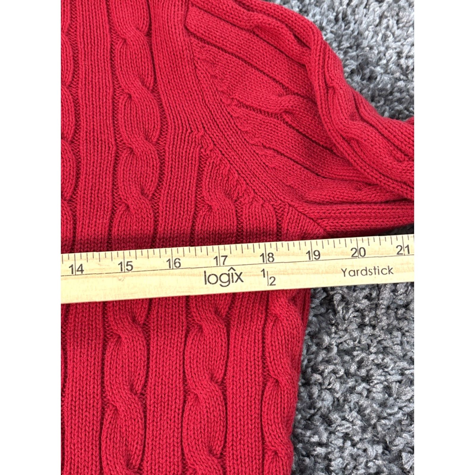 Vintage VINTAGE St John’s Bay Hoodie Red Cable Knit Full Zip M Womens 90s Full Zip Chunky Y2K Activewear Size M / US 6-8 / IT 42-44 - 3 Thumbnail