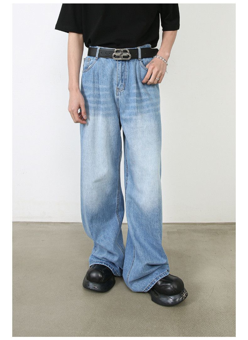 Japanese Brand Men's American Retro Mid-Rise Washed Loose Straight Jeans Size US 32 / EU 48 - 4 Thumbnail