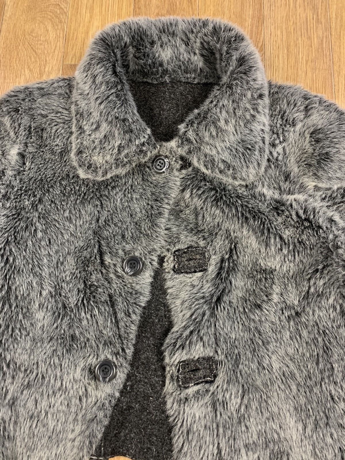 If Six Was Nine × Le Grande Bleu (L.G.B.) Fur Faux Grey Woolf Opium Crooped Jacket Size M / US 6-8 / IT 42-44 - 2 Thumbnail