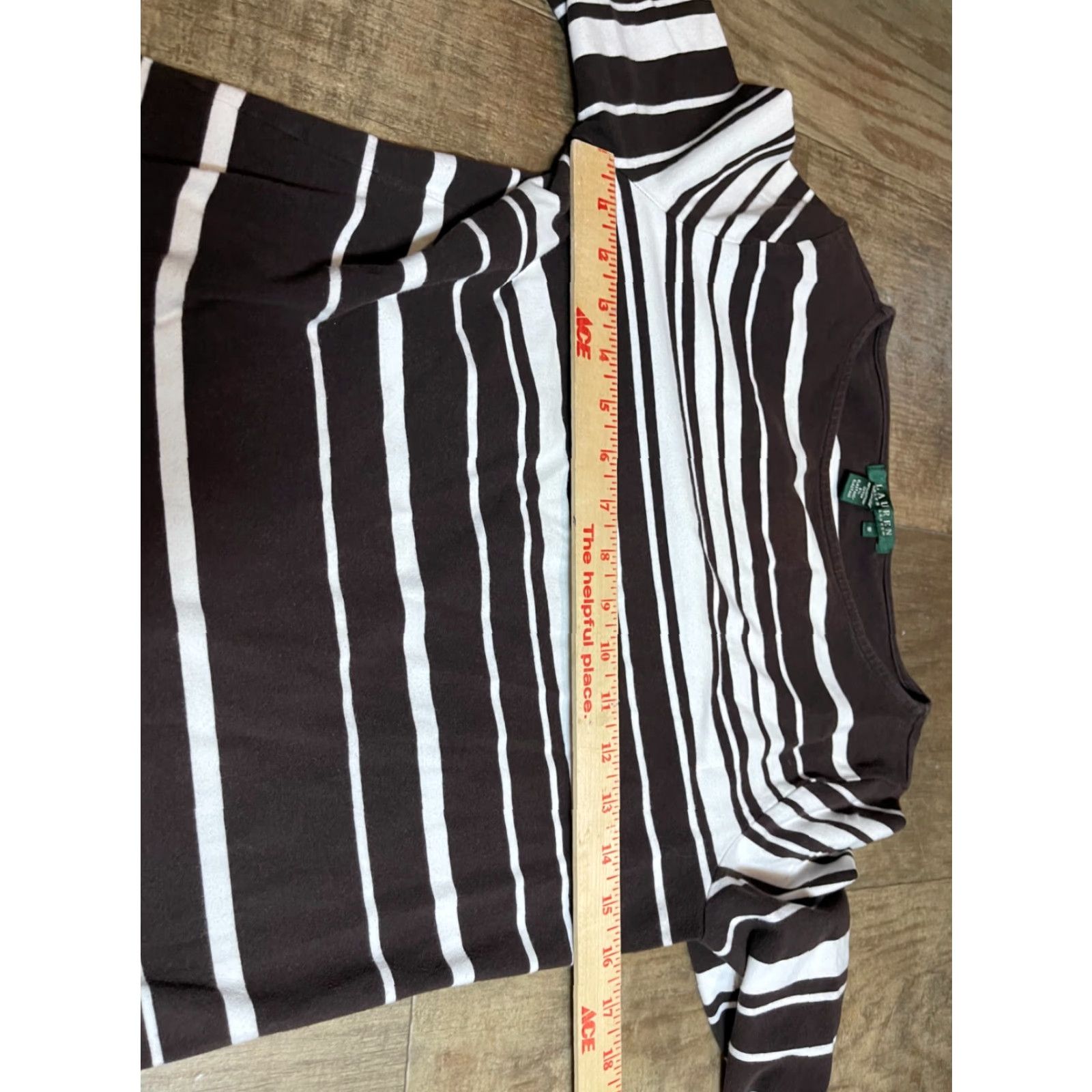 Ralph Lauren Lauren Ralph Lauren Top Womens Medium M Brown Long Sleeve Striped Shirt Size M / US 6-8 / IT 42-44 - 3 Thumbnail