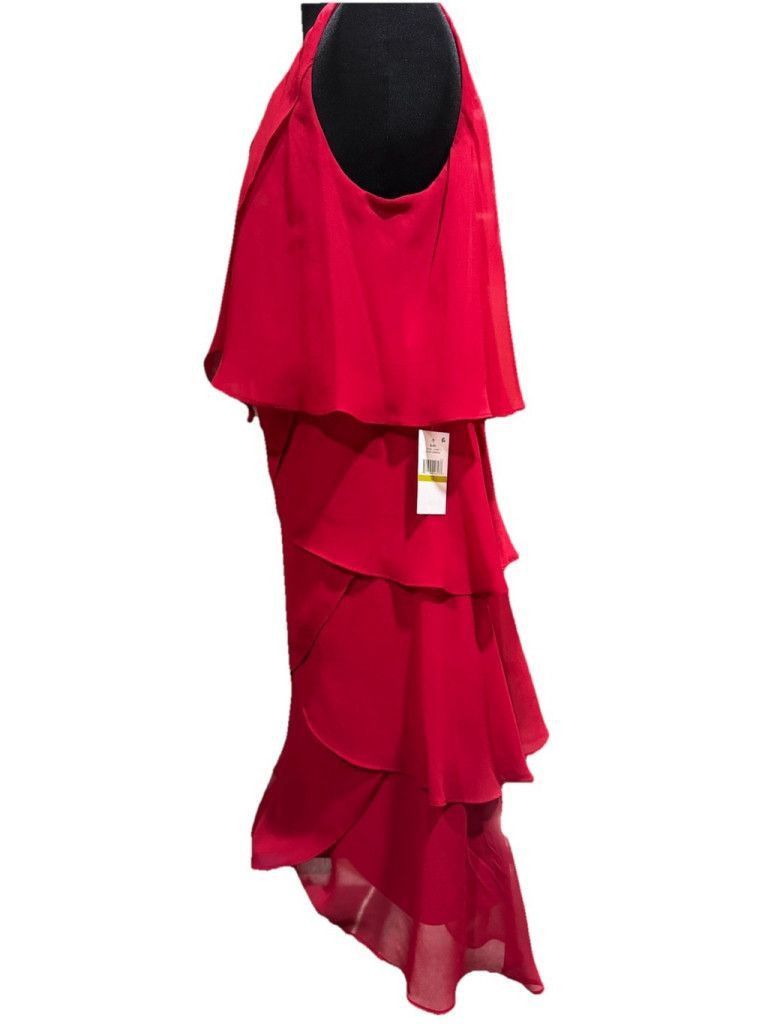 SLVDR SLNY Crimson Rhinestone Shoulder Tiered Chiffon DressSIZE 14 Size XL / US 12-14 / IT 48-50 - 4 Thumbnail