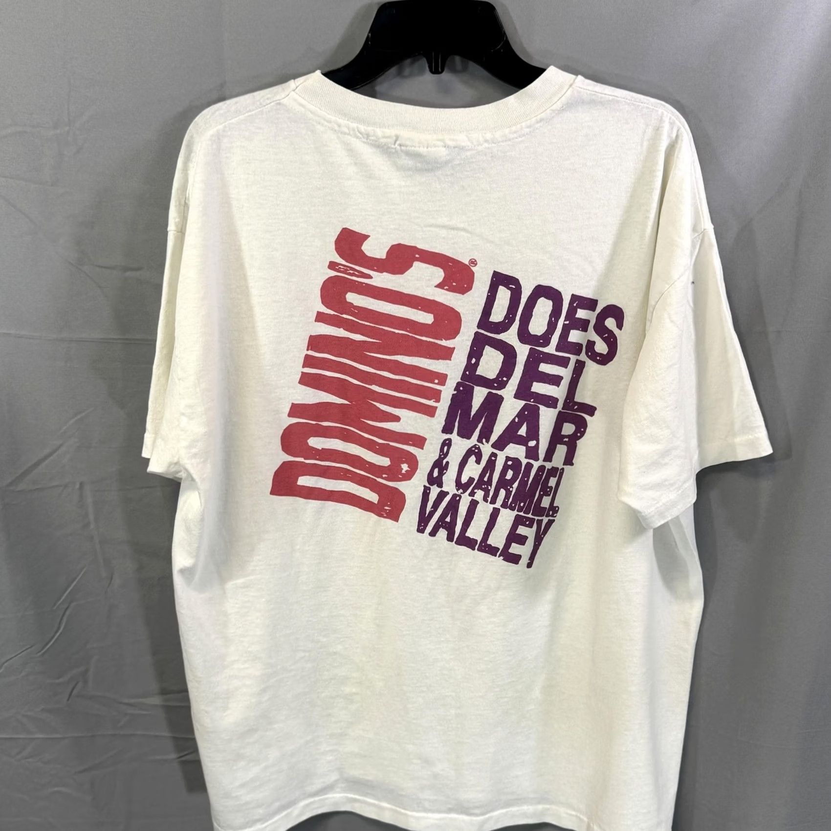 Hanes VINTAGE Hanes CV 5000 Shirt Mens XL White Graphic Print Back Domino's Del Mar & Carmel Valley Promo 90s Size US XL / EU 56 / 4 - 2 Thumbnail