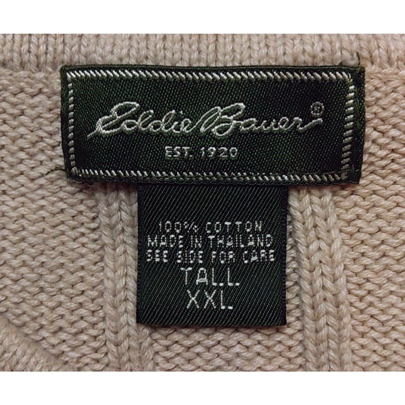 Eddie Bauer Eddie Bauer Cream Beige Size 2XL Tall Mens Crew Neck Sweater 100% Cotton Knit Pullover Size US XXL / EU 58 / 5 - 5 Thumbnail