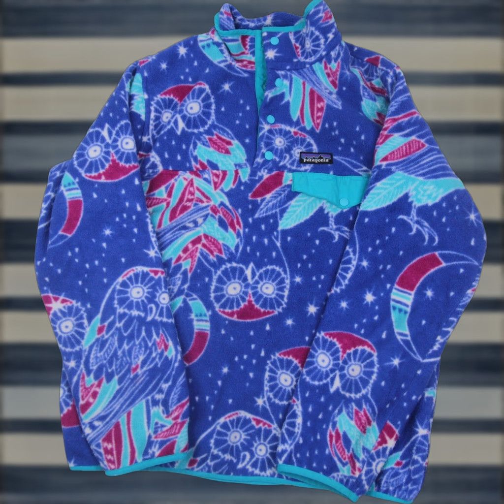 Patagonia Patagonia Synchilla Harvest Moon Womens M Allover Owl Print Snap T Sweater Size M / US 6-8 / IT 42-44 - 1 Thumbnail