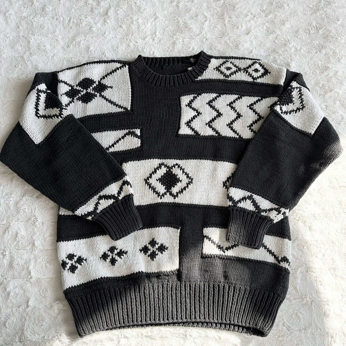 Other Vintage Claiborne Pullover Sweater Mens Large Gray Geometric Size US L / EU 52-54 / 3 - 1 Thumbnail