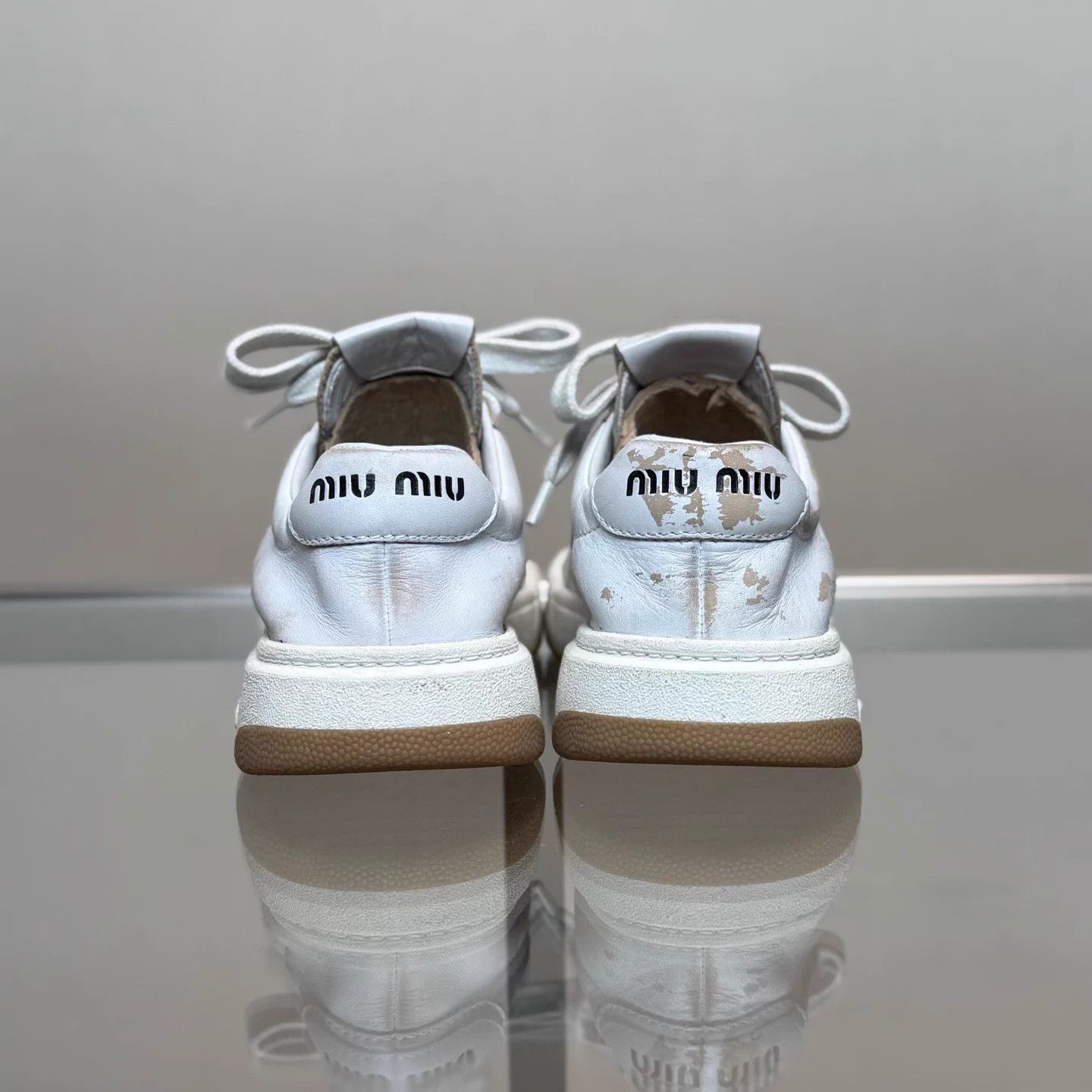 Miu Miu Miu Miu white distressed German trainer size 36 Size US 5 / IT 35 - 3 Thumbnail
