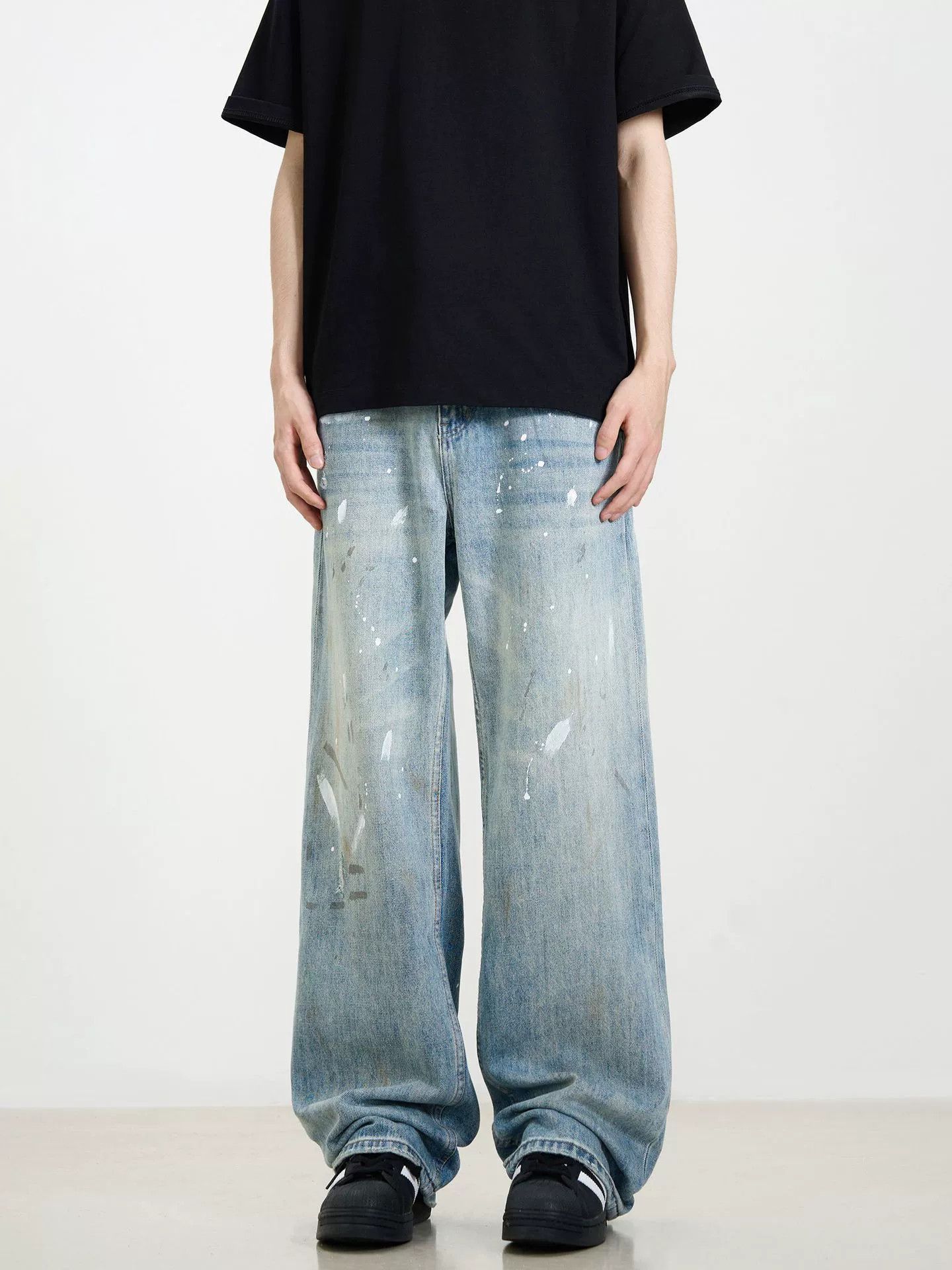 Vintage Men's loose casual ink-splashed vintage washed jeans Size US 32 / EU 48 - 2 Thumbnail