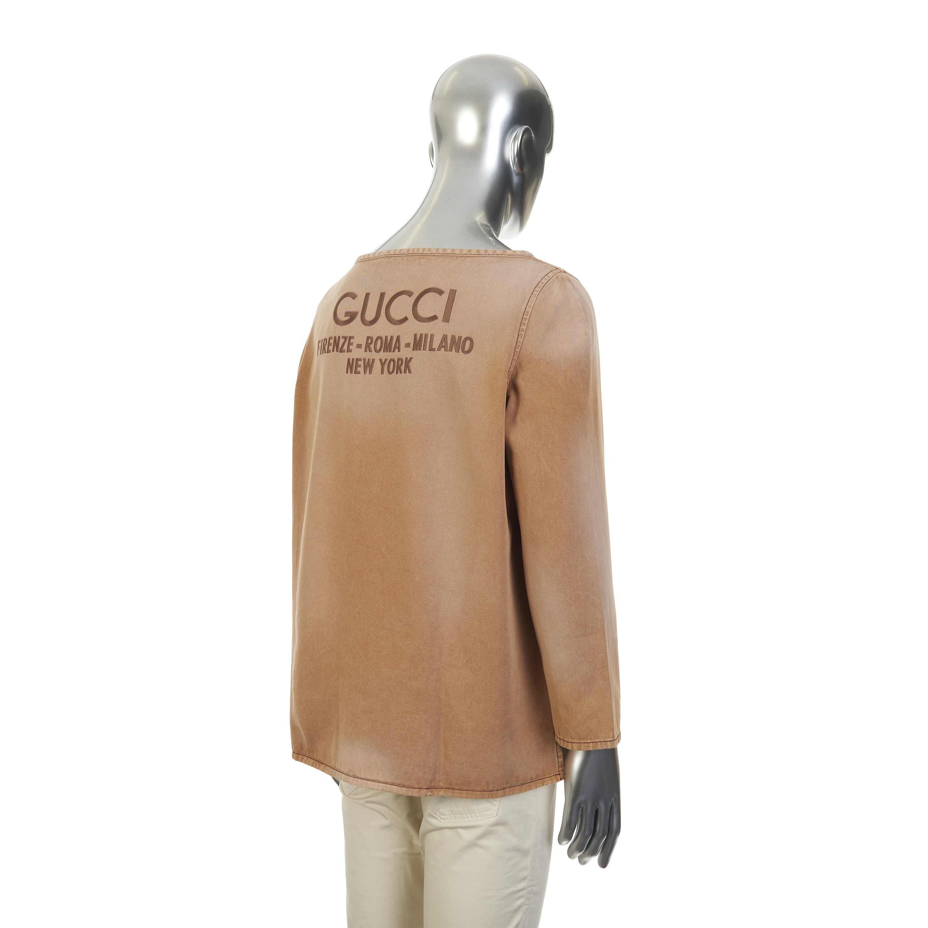 Gucci Longsleeve Tshirt In Heavy Denim With Cities Embroidery Size US S / EU 44-46 / 1 - 8 Thumbnail