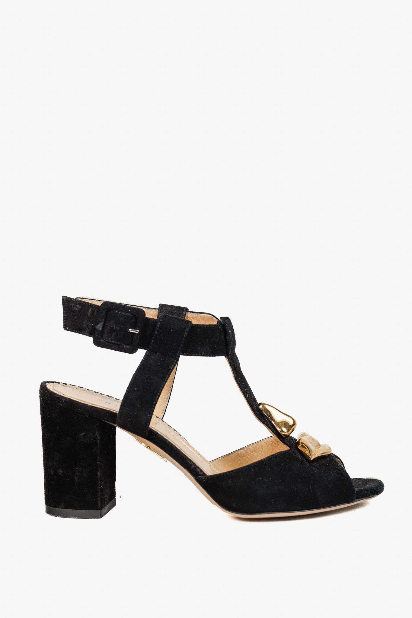 Charlotte Olympia Charlotte Olympia PF/15 Gala Black Suede Embellished Sandals Size US 6.5 / IT 36.5 - 1 Thumbnail