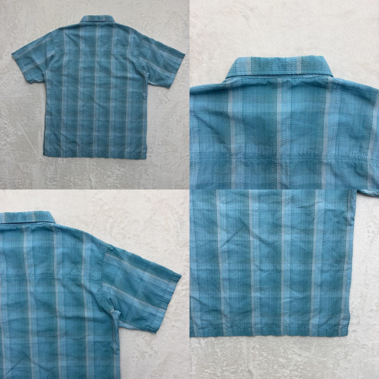 Vintage SCOTT Shirt Mens XL Blue Striped Textured Woven Casual Button Up Short Sleeve Size US XL / EU 56 / 4 - 8 Thumbnail