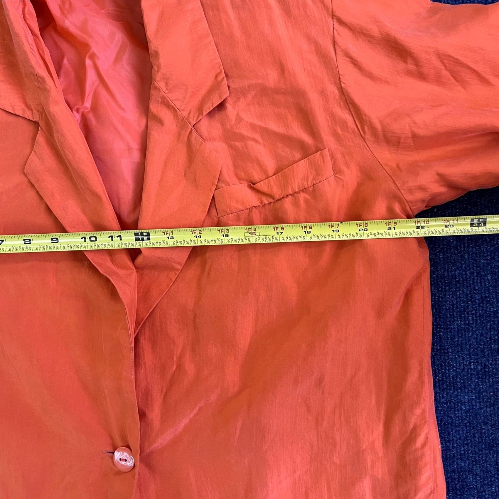 Vintage Silktime Jacket Womens Large Orange 100% Silk Lined Blazer career work office Notch Lipel? Size L / US 10 / IT 46 - 5 Thumbnail