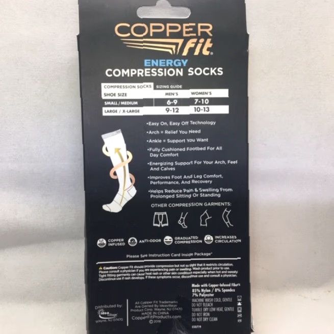 Vintage Copper Fit Energy Compression Socks - Socks - Unisex Adults - XL/L - Black - Knee High - Arch Support - All Seasons - Sports Compression Size ONE SIZE - 3 Thumbnail