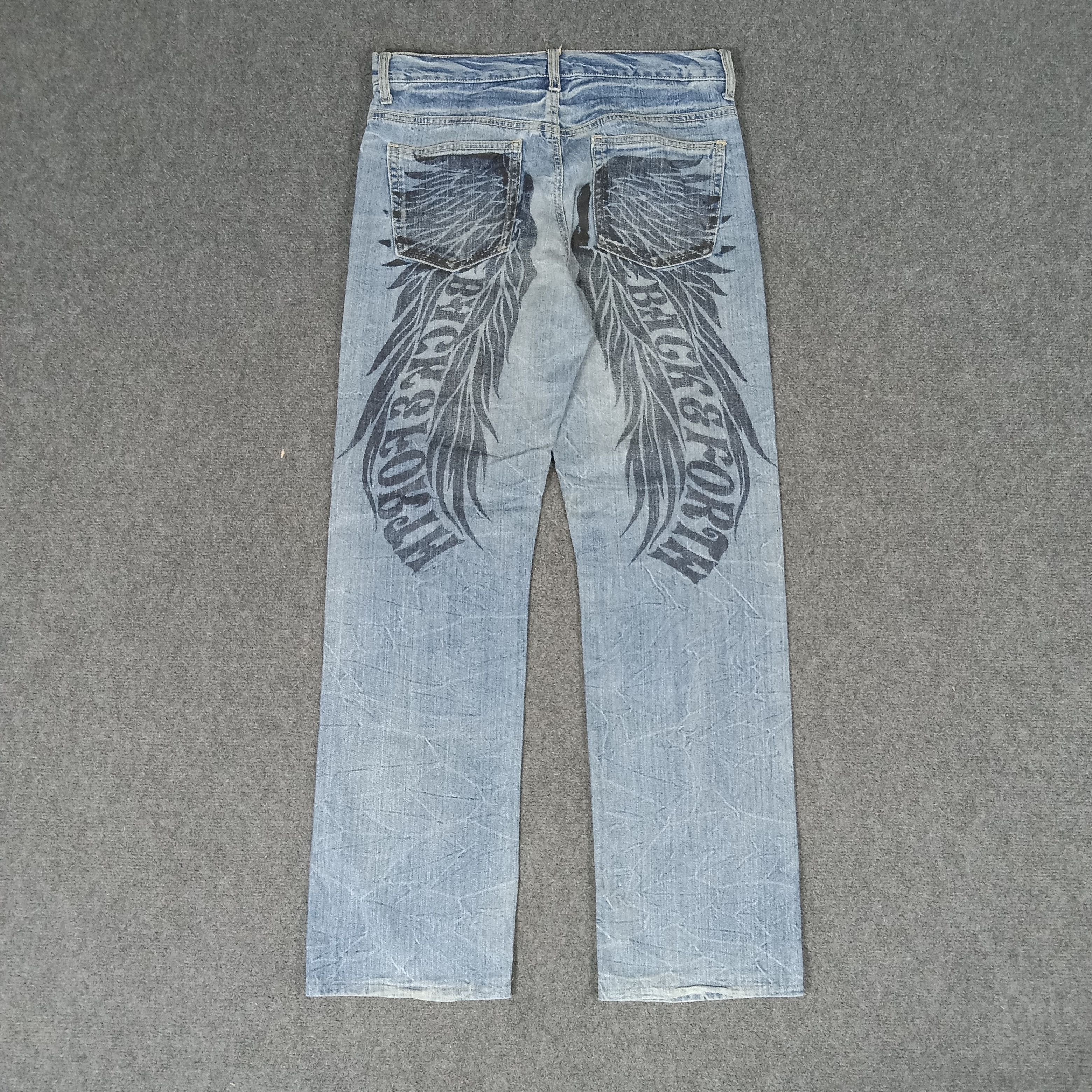 Japanese Brand × Vintage Back & Forth Back Print Punk Style Denim Jeans Size US 31 - 1 Thumbnail