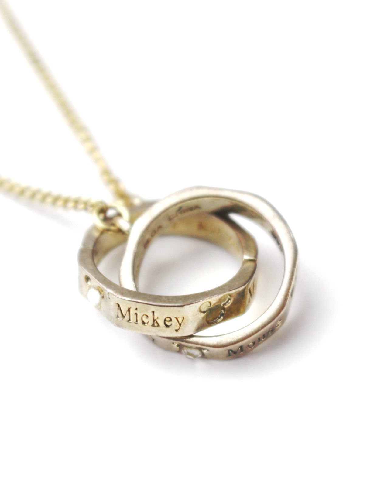 Japanese Brand 2000S DISNEY MICKEY & MINNIE INTERLOCKING RINGS NECKLACE Size ONE SIZE - 3 Thumbnail