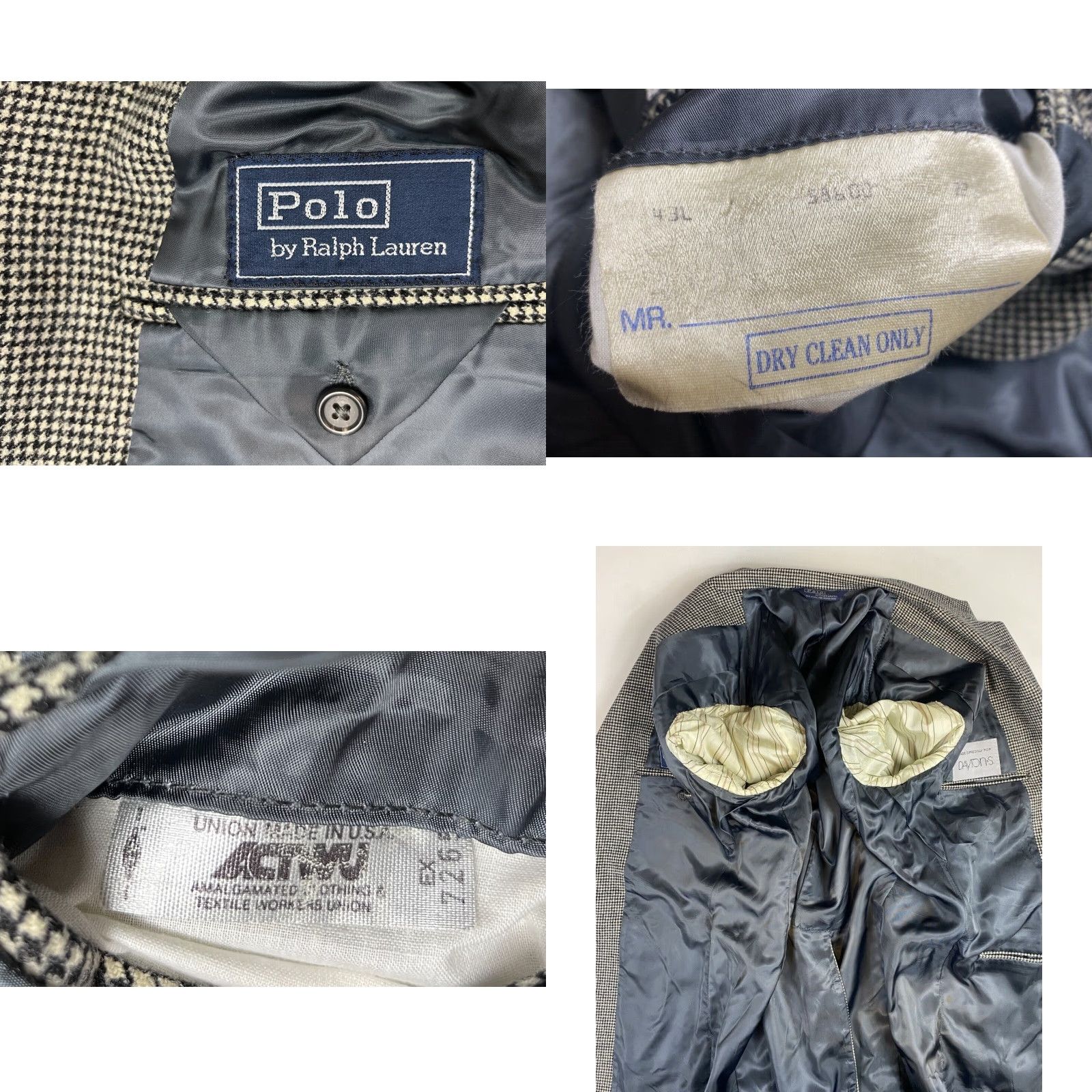 Polo Ralph Lauren Polo Ralph Lauren Blazer Shirt Men Wool Houndstooth Made in USA 43L Vintage 2-Button Long Jacket Black White Size US XL / EU 56 / 4 - 8 Thumbnail