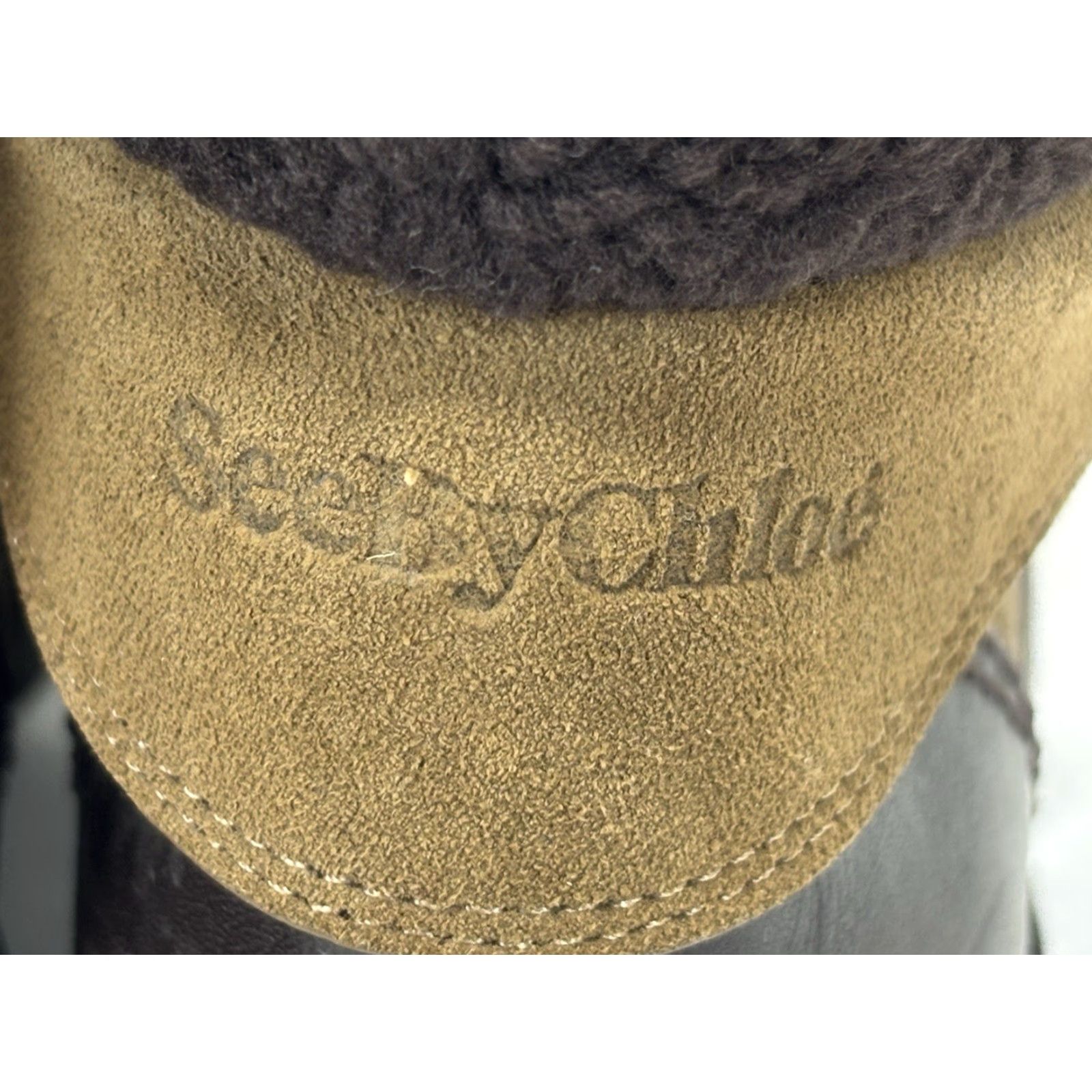 Vintage VINTAGE See By Chloé Eileen Boots Suede Shearling Brown Lace Up Womens 6 (EU 36) Tan Multi, Casual Winter Hiking Style Size US 6 / IT 36 - 5 Thumbnail