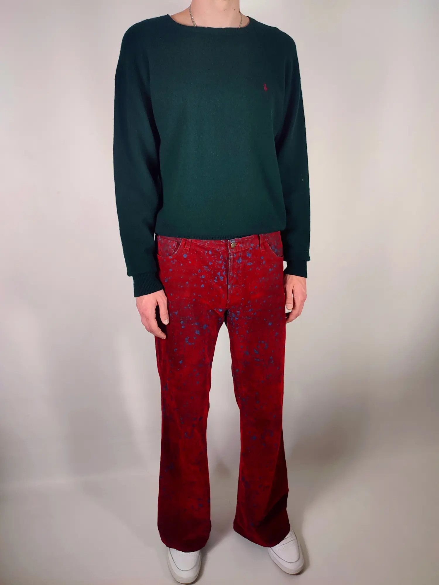 If Six Was Nine ATO The Kick Of Fashion Velour Flared Vampire Jeans Size US 33 - 2 Thumbnail