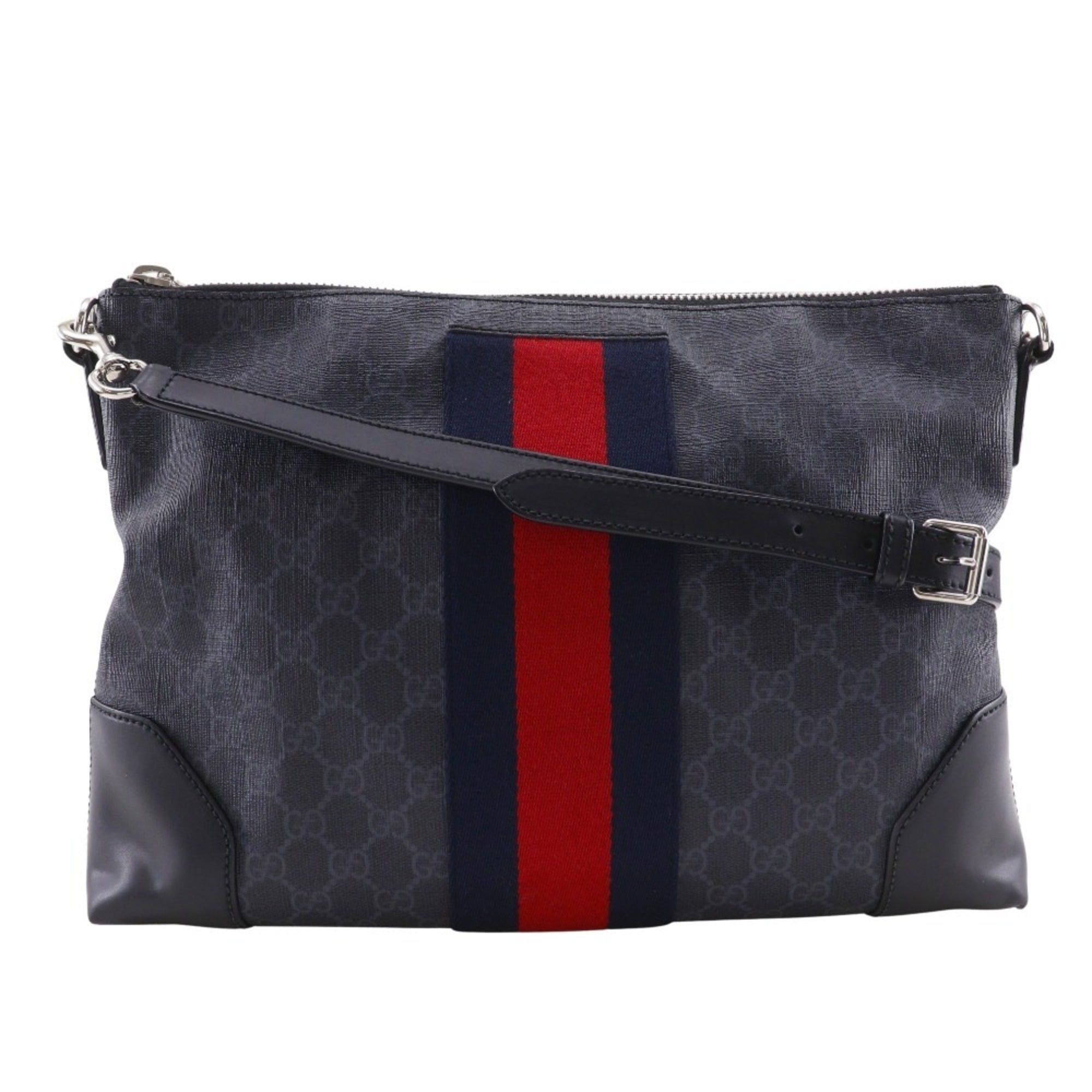 Gucci Gucci Messenger Bag Shoulder 474139 GG Supreme Canvas Black Crossbody A4 Zipper Unisex Size ONE SIZE - 1 Thumbnail